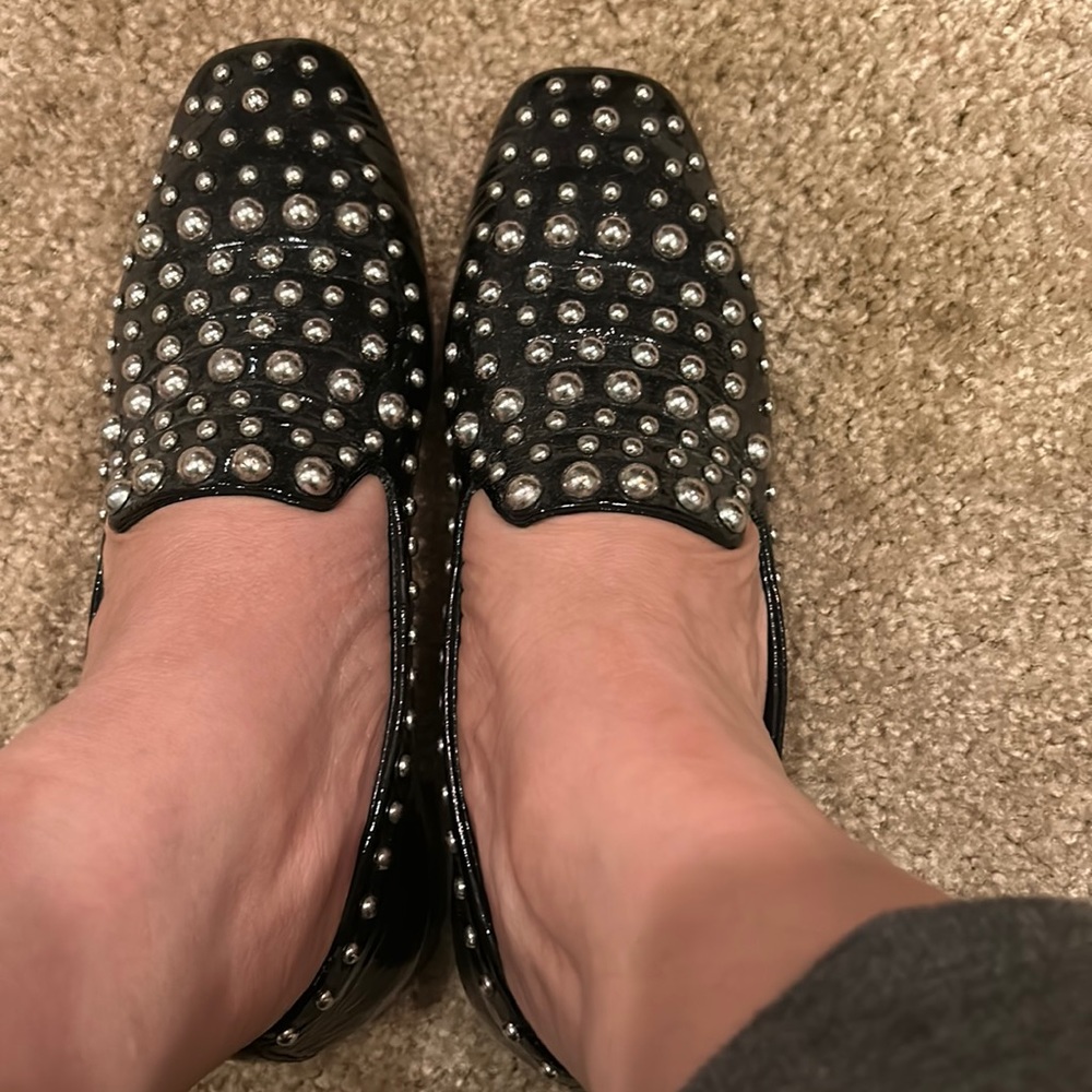 Halogen Patent Leather Studded Loafers
